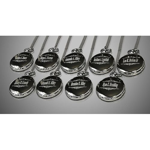  Eternity Engraving 10 Pocket watches. Groomsmen silver pocket watches set of 10, Gift boxes included, engraving included, Chains included.