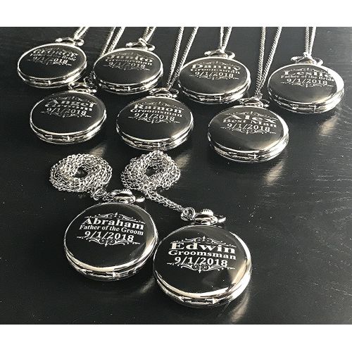  Eternity Engraving 10 Pocket watches. Groomsmen silver pocket watches set of 10, Gift boxes included, engraving included, Chains included.