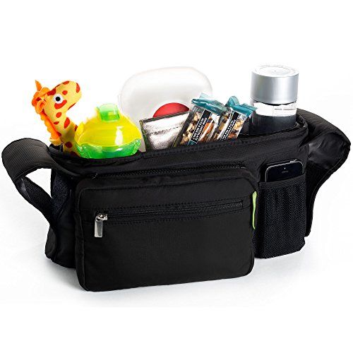  Ethan & Emma Universal Baby Stroller Organizer with Insulated Cup Holders for Smart Moms. Diaper Storage, Secure Straps, Detachable Bag, Pockets for Phone, Keys, Toys. Compact Desi