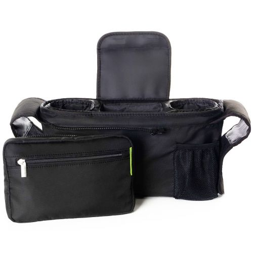  Ethan & Emma Universal Baby Stroller Organizer with Insulated Cup Holders for Smart Moms. Diaper Storage, Secure Straps, Detachable Bag, Pockets for Phone, Keys, Toys. Compact Desi