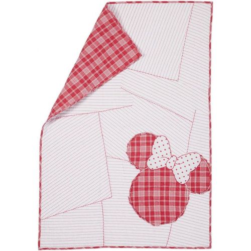  Ethan Allen | Disney Ticking Stripe Minnie Mouse Toddler Quilt, Minnie Pink (Dark Pink)