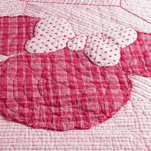  Ethan Allen | Disney Ticking Stripe Minnie Mouse Toddler Quilt, Minnie Pink (Dark Pink)