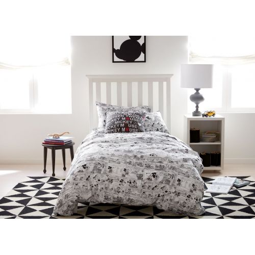  Ethan Allen | Disney Mickey Mouse Comic Strip Duvet Cover, Mickeys Ears (Black), Full/Queen