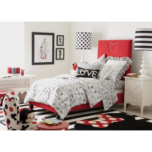  Ethan Allen | Disney Mickey Mouse Comic Strip Duvet Cover, Mickeys Ears (Black), Full/Queen