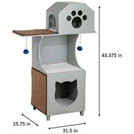 Ethan Pets Grey Cat Tower Box