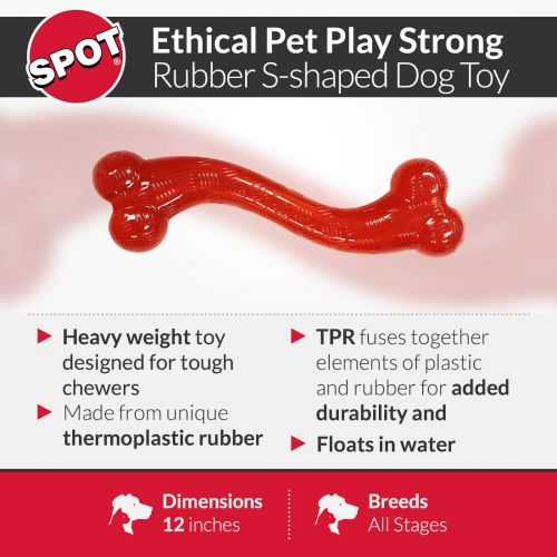  Ethical Pets Play Strong Virtually Indestructible Rubber S Dog Bone Toy, 12-Inch Dog chew Toy.