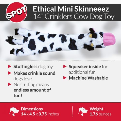  Ethical Pets Skinneeez Crinklers Cow Dog Toy, 14-Inch