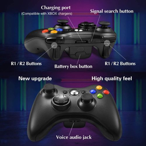  Wireless Controller for Xbox 360, Etpark Xbox 360 Joystick Wireless Game Controller for Xbox & Slim 360 PC (Black)