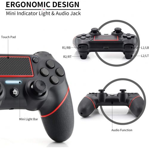  [아마존베스트]Etpark Wireless Controller for PS4, Touch Panel Gamepad with Dual Vibration and Audio Function, Anti-Slip Grip and Mini LED Indicator