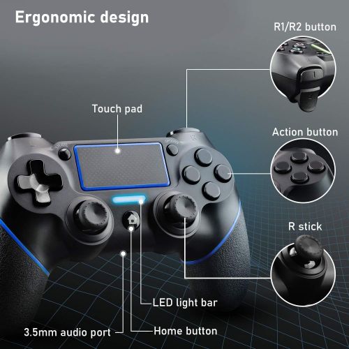  [아마존베스트]Etpark PS4 Wireless Controller for Playstation 4, Professional PS4 Gamepad,Touch Panel Joypad with Dual Vibration, Instantly Timely Manner to Share Joystick