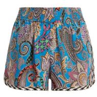 Etro Paisley Print Silk Crepe Shorts - Womens - Blue Multi