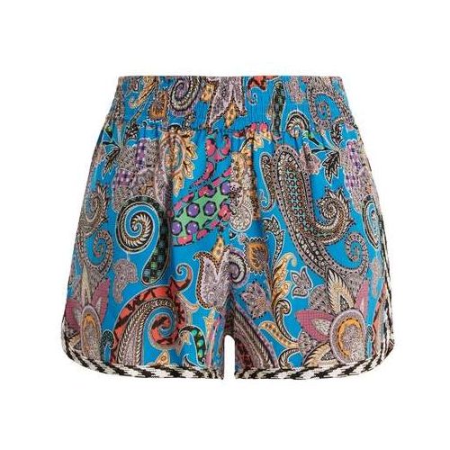  Etro Paisley Print Silk Crepe Shorts - Womens - Blue Multi