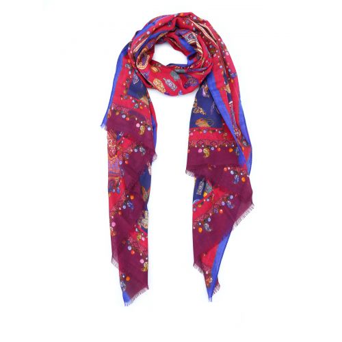  Etro Paisley print silk wool scarf