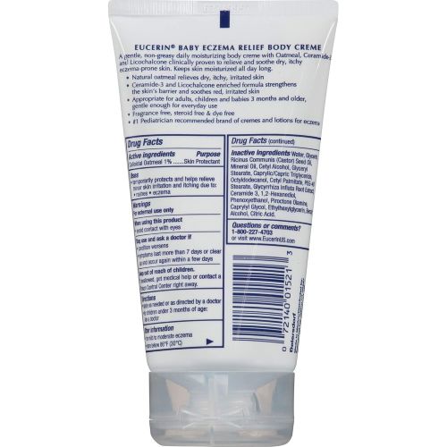  [아마존베스트]Eucerin Baby Eczema Relief Body Cream - Steroid & Fragrance Free for 3+ Months of Age - 5 oz. Tube