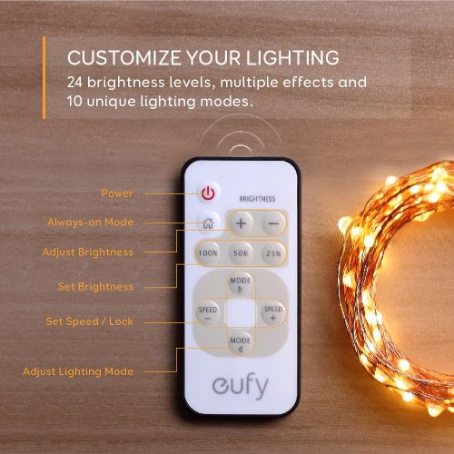  [아마존 핫딜]  [아마존핫딜]Eufy eufy 33 ft LED Decorative Lights Dimmable with Remote Control, Starlit String Lights, Indoor and Outdoor, for Holiday, Wedding, Party (Copper Wire, Warm White)