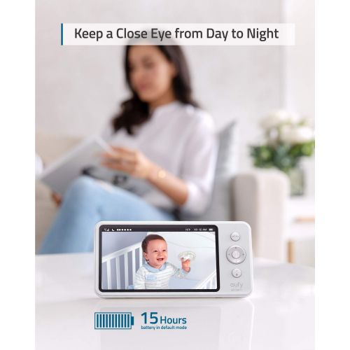  [아마존베스트]Eufy Video Baby Monitor, eufy Security Video Baby Monitor, 720p HD Resolution, Ideal for New Moms, 5 inch LCD Display, 110° Wide-Angle Lens Included, Night Vision, Day-Long Battery