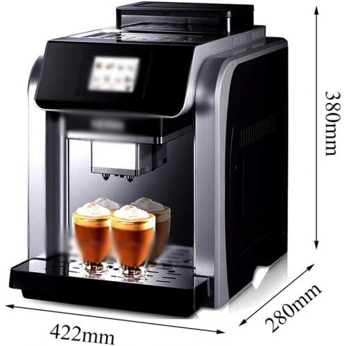  Eummit coffee maker Espresso machine, fully automatic coffee machine, double boiler, fancy coffee grinder, consumer and commercial 422mm × 280mm × 380mm silver (Color : Silver)