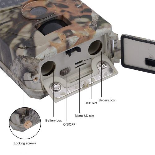  Euone  Mini Camera, Hunting Camera 12MP Photo Trap Night Vision Trail Camera 1080P Scout Wild Hunter Camera