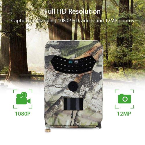  Euone  Mini Camera, Hunting Camera 12MP Photo Trap Night Vision Trail Camera 1080P Scout Wild Hunter Camera