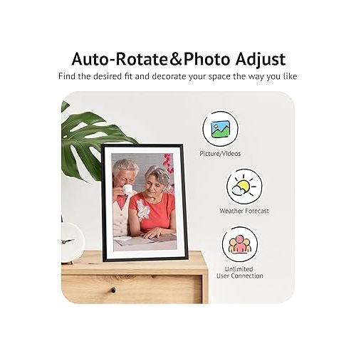  10.1'' Digital Picture Frame with 32GB Storage, Digital Photo Frame with 1280x800 IPS Touch Screen, Share Photos/Videos and Send Best Wishes via Free App