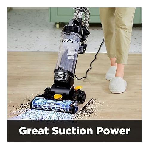  EUREKA PowerSpeed Lightweight Powerful Upright Vacuum Cleaner for Carpet and Hard Floor, Pet Turbo, Black,Yellow