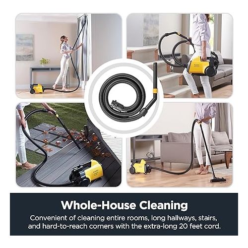  Eureka 3670M Canister Cleaner, Lightweight Powerful Vacuum for Carpets and Hard floors, w/ 5bags,Yellow