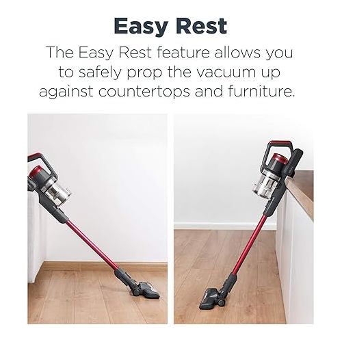  Eureka Rechargeable Handheld Portable with Powerful Motor Efficient Suction Cordless Stick Vacuum Cleaner Convenient for Hard Floors, NEC186, Rose Red, 82 Ounces