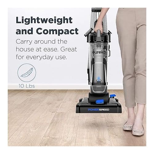  Eureka PowerSpeed Bagless Upright Vacuum Cleaner, Pet Turbo, Black