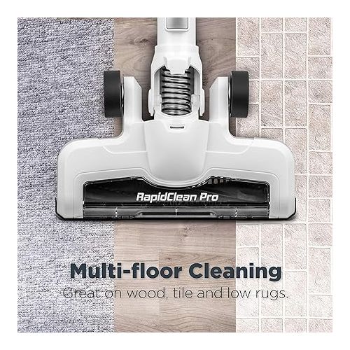  Eureka NEC180 RapidClean Pro Cordless Stick and Handheld Vacuum Cleaner for Hard Floors, Battery-Operated Portable Vacuum Cleaner with Maximum Efficiency Powerful Suction White