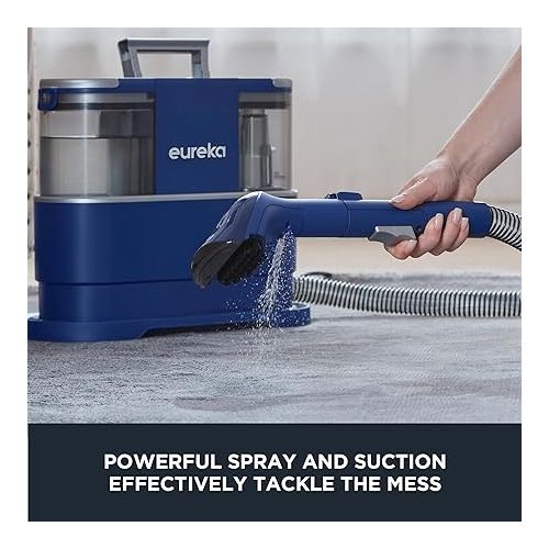 EUREKA Portable Carpet and Upholstery Cleaner, Spot Cleaner for Pets, Stain Remover for Carpet, Area Rugs, Upholstery, Coaches and Car, 50.7oz Large Water Tank, NEY100 with Cleaning Formula, Blue