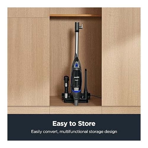  Eureka Corded Stick 2 in 1 Flash Lightweight Handheld Vacuum Cleaner with Lights for Home Carpet Tile and Hard Floor Pet Hair, NES520BL, Blue