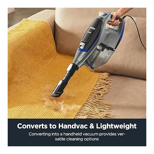  Eureka Corded Stick 2 in 1 Flash Lightweight Handheld Vacuum Cleaner with Lights for Home Carpet Tile and Hard Floor Pet Hair, NES520BL, Blue