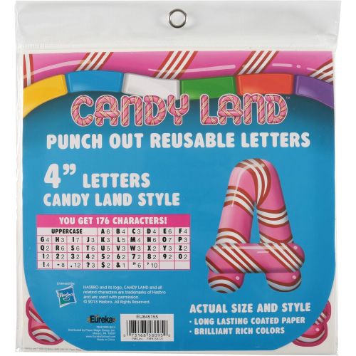  Eureka Back to School Candy Land Punch Out Deco Letters Classroom Decorations, 176pc, 4, Candy Land Peppermint Stripes, Model:845155