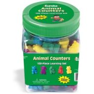 Eureka Classroom Supplies Learn to Count Counting Animals with Storage Tub, 100 pcs