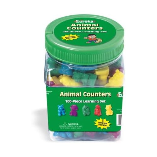  Eureka Classroom Supplies Learn to Count Counting Animals with Storage Tub, 100 pcs