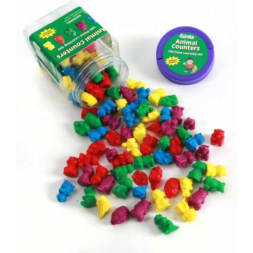  Eureka Classroom Supplies Learn to Count Counting Animals with Storage Tub, 100 pcs