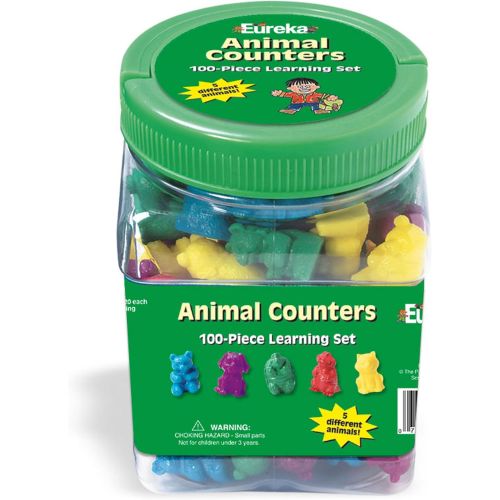  Eureka Classroom Supplies Learn to Count Counting Animals with Storage Tub, 100 pcs