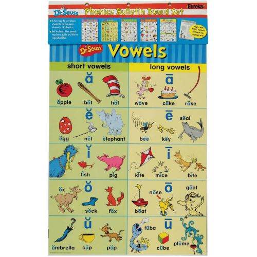  Eureka Dr. Seuss Phonics Bulletin Board Set and Classroom Decorations for Teachers, 5pc, 17 x 24