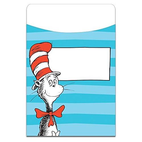  Eureka Dr. Seuss Cat in the Hat Back to School Library Book Pockets, 3.5 x 5.5, 35 pc