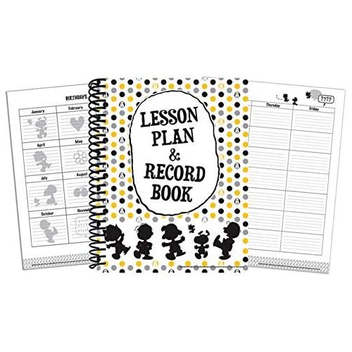  Eureka Peanuts Geometric Back to School Classroom Supplies Record and Lesson Plan Book for Teachers, 8.5 x 11, 40 Weeks