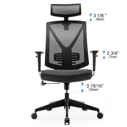  Eureka Ergonomic Mesh Office Chair，Adjustable High Back Swival Chair with Lumbar Support,Adjustable Headrest & PU Arm Rests, Black