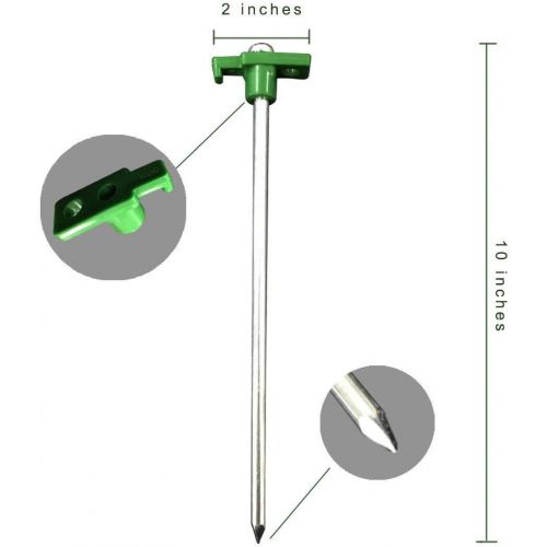  Eurmax USA Galvanized Non-Rust Camping Family Tent Pop Up Tent Stakes Ice Tools Heavy Duty 10pc-Pack, with 4x10ft Ropes & 1 Stopper