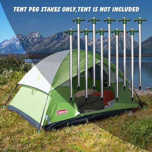  Eurmax USA Galvanized Non-Rust Camping Family Tent Pop Up Tent Stakes Ice Tools Heavy Duty 10pc-Pack, with 4x10ft Ropes & 1 Stopper