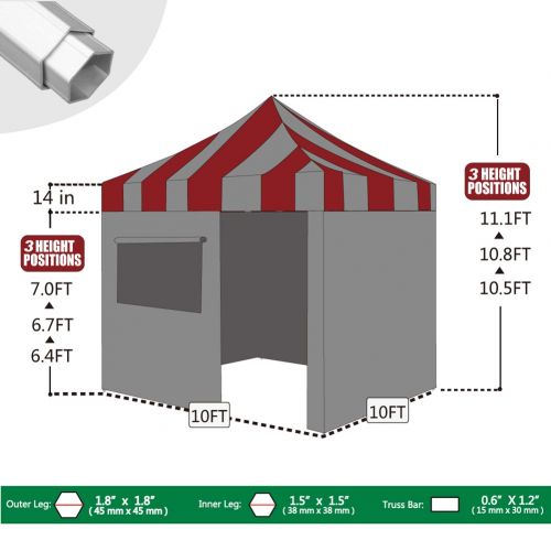  Eurmax Professional Ez Pop up Canopy Wedding Party Tent Instant Outdoor Gazebo w/Side Walls Aluminum Frame Commercial Grade Bonus Roller Bag