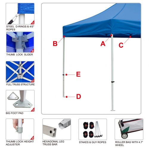  Eurmax New Premium 10x15 Feet Food Service Vendor Tent Pop up Canopy with 4 Removable Zipper End Mesh Sidewalls W/Roller Bag