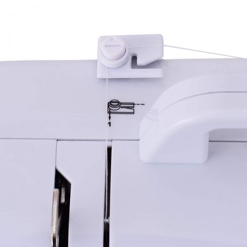  Euro Costway Sewing Machine, Portable Multifunction Crafting Mending Machine, Sturdy Household Serger Sewing Machine (16 Built-in Stitch Without Sewing Kit)