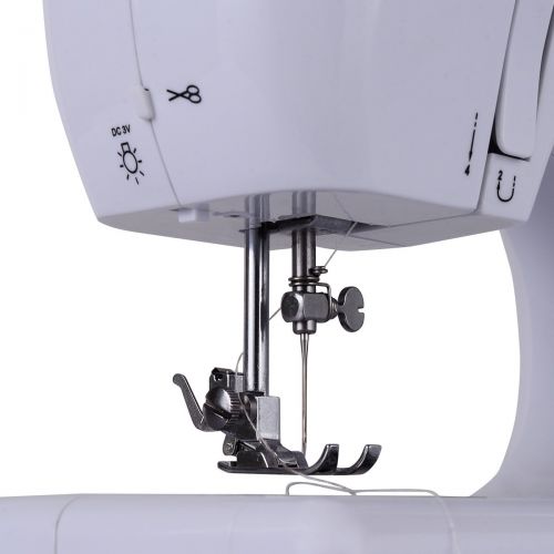  Euro Costway Sewing Machine, Portable Multifunction Crafting Mending Machine, Sturdy Household Serger Sewing Machine (16 Built-in Stitch Without Sewing Kit)