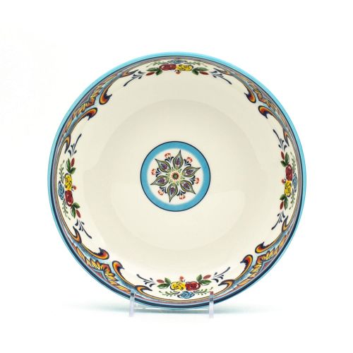  Euro Ceramica Inc. Euro Ceramica Zanzibar Collection Vibrant 8.4 Ceramic Pasta/Dining Bowls, Set of 4, Spanish Floral Design, Multicolor