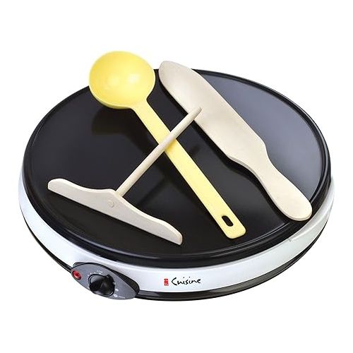  Euro Cuisine CM20 Electric Crepe Maker, 12-Inch Non-Stick Pancake Dosa Maker Machine, Electric Pancake Griddle Crepe Pan with Accessories