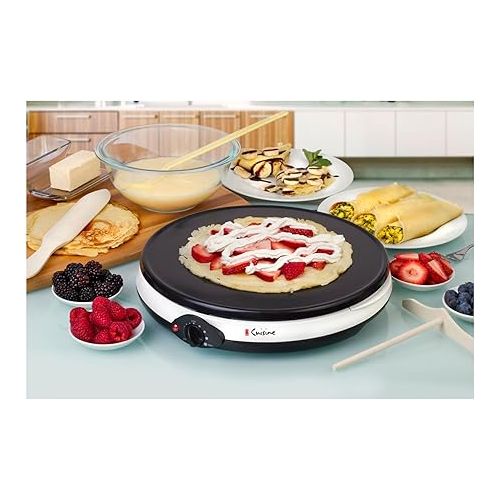  Euro Cuisine CM20 Electric Crepe Maker, 12-Inch Non-Stick Pancake Dosa Maker Machine, Electric Pancake Griddle Crepe Pan with Accessories